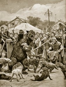 Bear Baiting in Saxon Times, illustration från 