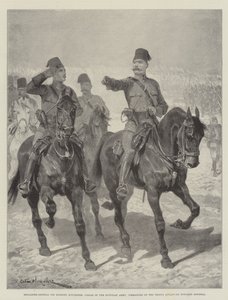 Brigadgeneral Sir Herbert Kitchener, Sirdar från den egyptiska armén, befälhavare för trupperna som avancerar mot Dongola
