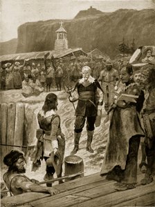 Storbritanniens första fot i Quebec, illustration från 