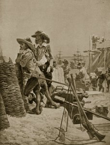 Byggandet av det första fortet i Madras, 1640, illustration från "Hutchinson
