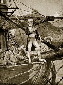 Kapten Cook närmar sig Nya Zeeland, illustration från 