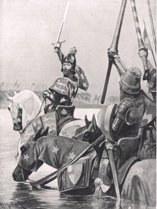 Edward III korsar Somme före slaget vid Crecy, illustration från 