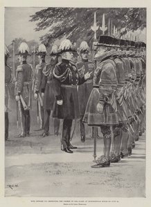 Kung Edward VII inspekterar Guardets Yeomen i Marlborough House den 25 juni av Richard Caton Woodville junior