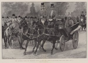 Lord Kitchener passerar Wellington-statyn vid Hyde Park Corner när han återvänder från Sydafrika, 12 juli.