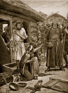 Överbeskattade medborgare som kastas ut ur sina hus, illustration från "Hutchinson