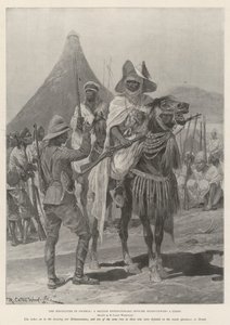 The Hostilities in Nigeria, en brittisk expeditionsofficer som intervjuar en chef av Richard Caton Woodville junior