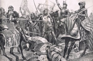 The Last Stand av John II France at the Battle of Poitiers, illustration form 