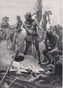 Prinsen av Wales tar avsked från kardinal de Talleyrand-Perigord på morgonen av slaget vid Poitiers, den 19 september 1356, illustration från brittiska striderna på land och hav, publicerad av Casse av Richard Caton Woodville junior