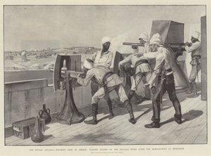 The Soudan Advance, ångar tillbaka till berber, spelar Maxims på Baggara-hästen efter bombarderingen av Metemmeh av Richard Caton Woodville junior