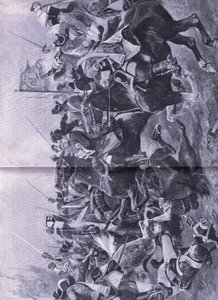 Kavallerikonflikten vid slaget vid Ramilles, 3 maj 1706, illustration från brittiska striderna på land och hav, 1915 av Richard Caton Woodville junior