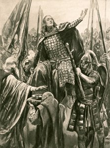 Upphöjelsen av Edward den äldre vid hans kröning i Kingston-on-Thames, Whitsunday, 901 av Richard Caton Woodville junior