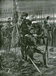 Lord Stanleys informella kröning av Henrik VII på slagfältet vid Bosworth den 22 augusti 1485. av Richard Caton Woodville junior