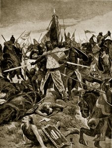 Den sista montern av De Montfort i Evesham, illustration från 
