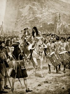 Överlämnandet av Gibraltar till engelsmännen, 24 juli 1704, illustration från 