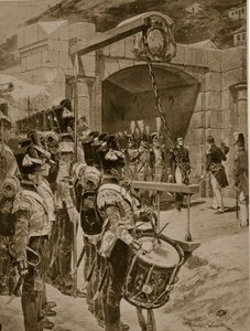 Överlämnandet av Mauritius Isle till britterna 1810, illustration från 