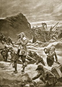 Wrecked upon the Bermudas, 1609, illustration från 