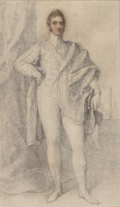 Porträtt av George, 5:e hertigen av Marlborough, med Blenheim i fjärran, 1817-21. av Richard Cosway