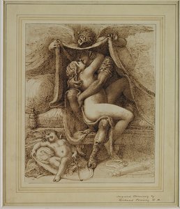 Venus och Mars, ca 1790 (penna och brunt bläck på papper) av Richard Cosway