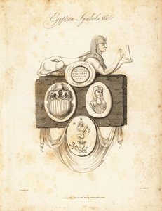 Egyptisk sphynx, skarabee, Horus, etc, 1823 (gravyr)