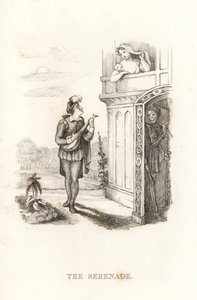 Dödens skelett och en minstrel. ,1827 (gravyr)