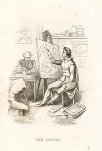 Dödens skelett och konstnären., 1827 (gravyr)