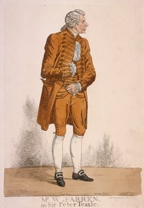 Skådespelaren William Farren som Sir Peter Teazle, 1824 av Richard Dighton