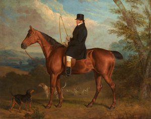 Pastor W. Parker på en Bay Hunter med hundar (bräda) av Richard Dodd Widdas