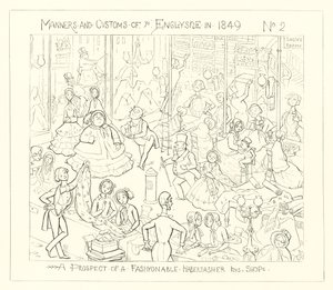 1849, En utsikt till en fashionabel sybehörsaffär av Richard Doyle