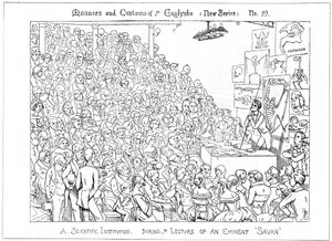 En vetenskaplig institution. Under din föreläsning av en framstående savan, 1849 av Richard Doyle