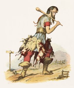 Illustration för Jack The Giant Killer (färg litho) av Richard Doyle