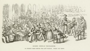Moderna venetianska trubadurer, en kvällsscen före Caffe Florian, Piazza San Marco av Richard Doyle