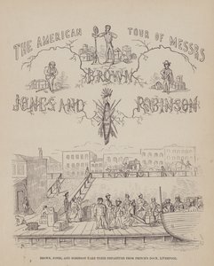 Sida från The American Tour of Mrs Brown, Jones and Robinson (gravyr) av Richard Doyle