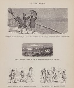 Sida från The American Tour of Mrs Brown, Jones and Robinson (gravyr) av Richard Doyle