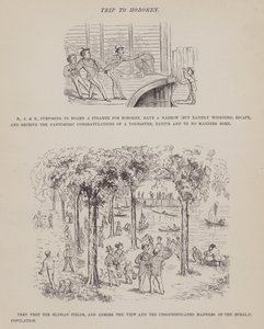 Sida från The American Tour of Mrs Brown, Jones and Robinson (gravyr) av Richard Doyle