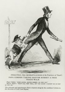 Pappa Cobden tog mästare Robert en frihandelspromenad, 1845 av Richard Doyle