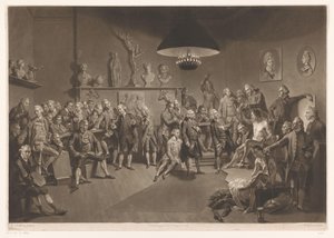 Medlemmar av Royal Academy i en interiör med en naken manlig modell, 1768