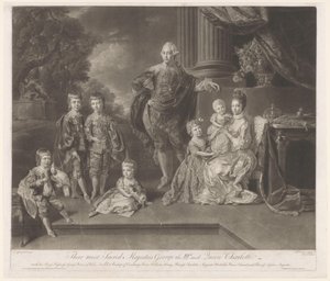 Porträtt av George III, kung av Storbritannien, och hans familj Deras allra heligaste majestäter George den IIId och drottning Charlotte (titel på objektet)