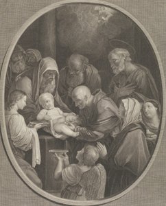 Kristi omskärelse, en grupp män och kvinnor som omger honom, en ängel i förgrunden..., 1765 av Richard Earlom