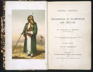 Titelsida till Richard F. Burton, "Rapport om min pilgrimsfärd till Medina och Mecka", volym lI., 1855 av Richard Francis Burton