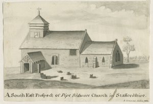 Pipe Ridware Church: sepiamålning, 1777