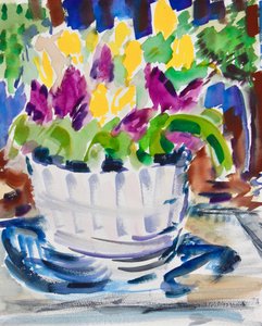 Flowers in a Barrel, 2021 (akvarell på papper)