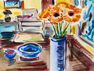 Stilleben med Black-Eyed-Susans, 2021 (akvarell på papper)
