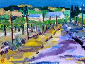 Vineyard Outside Santa Rosa, 2021 (olja på duk)
