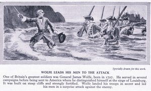 Wolfe leder sina män till attack. Kanada 1759 e.Kr., ca 1950 av Richard Henry Brock