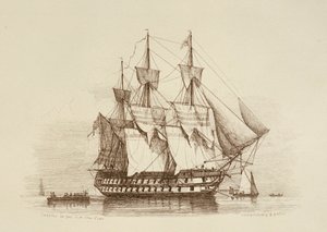 Canopus 80 kanoner Första klass 2:a taxan, ca 1849 (etsning)