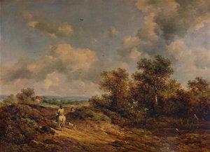 Utsikt nära Sevenoaks, Kent, med man på vit häst, 1800-talet, 1935