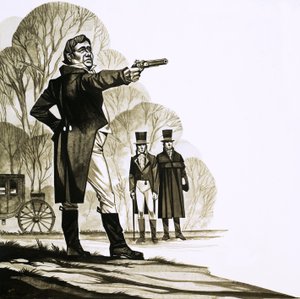En georgiansk gentleman duellerar med pistol av Richard Hook
