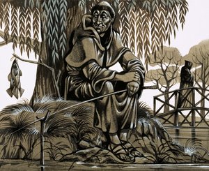 En glad munk landar en till potten (gouache på papper) av Richard Hook