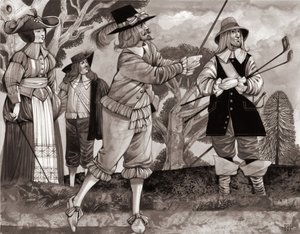 Golf, det kungliga spelet (gouache på papper) av Richard Hook