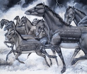 Hästar i miniatyr, från "Djur från förr av Richard Hook